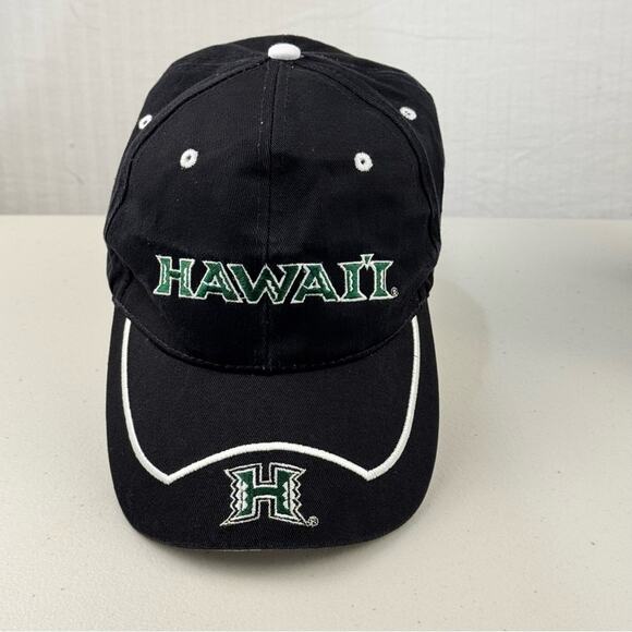 KOP Distributors Black Hawaii Collegiate Baseball Cap Green Embroidered Logo O/S - Picture 1 of 4
